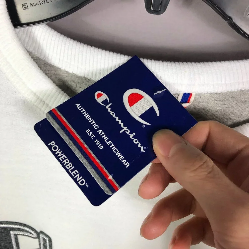 Champion Men's White FLC Crewneck Sweater Size XL